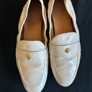 Tory Burch Cream ballet  Loafers with Gold Accent